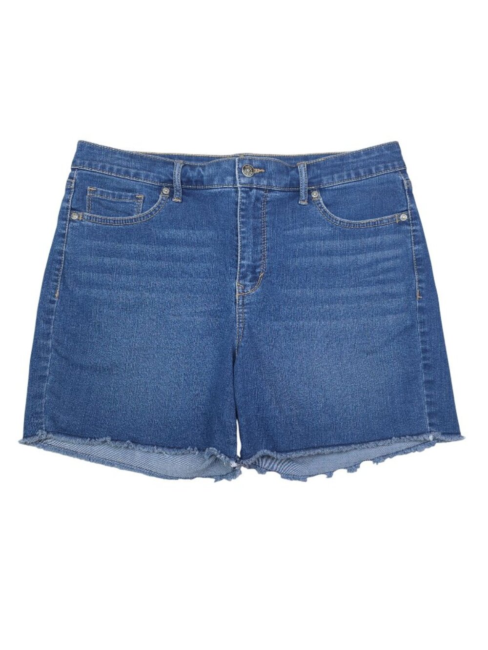 Gloria Vanderbilt Womens 12 All-Around Slimming Shorts Frayed Hem Stretch Denim